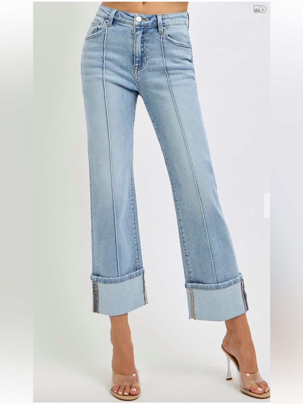 426 RISEN HIGH RISE ANKLE STRAIGHT WIDE CUFFED JEANS
